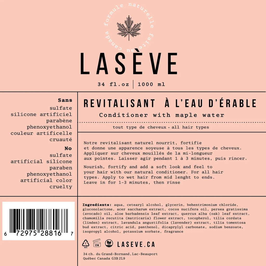 Revitalisant à l'eau d'érable Lasève