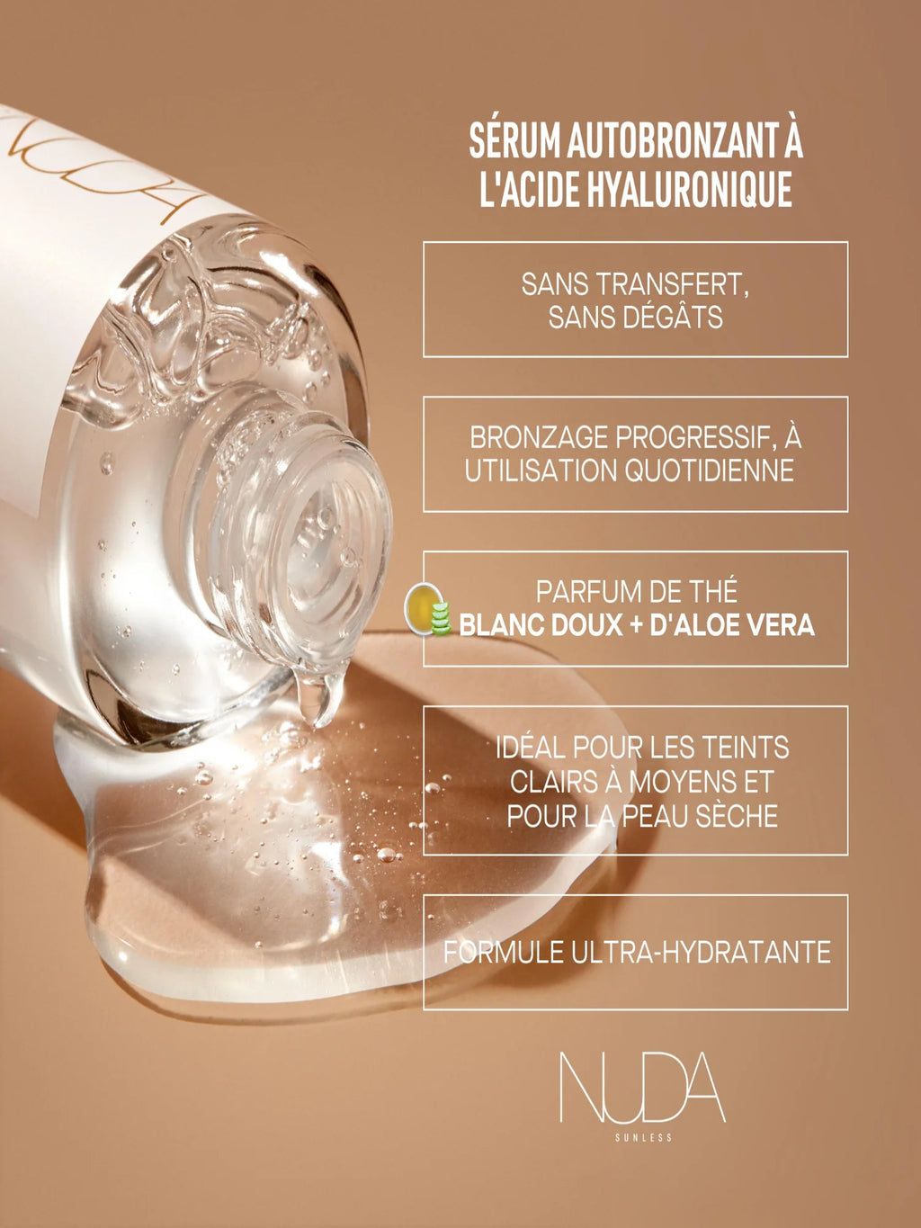 Sérum autobronzant d’acide hyaluronique NUDA