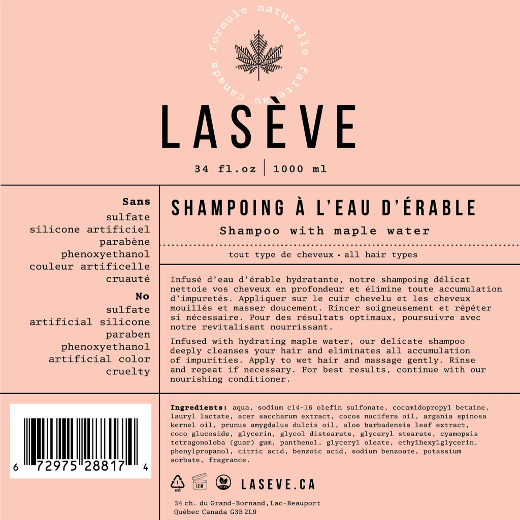 Shampooing à l'eau d'érable Lasève