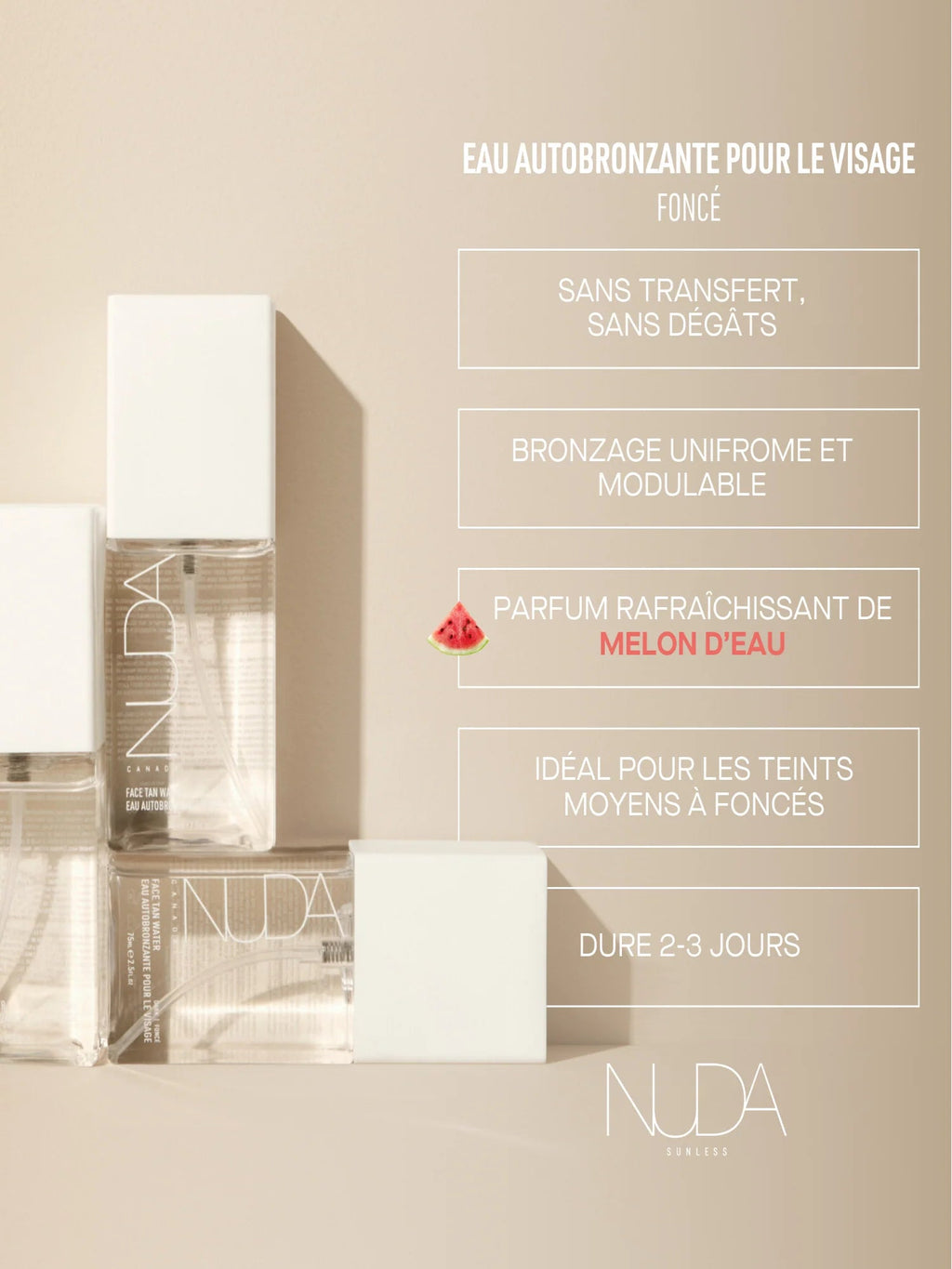 Eau autobronzante pour le visage NUDA