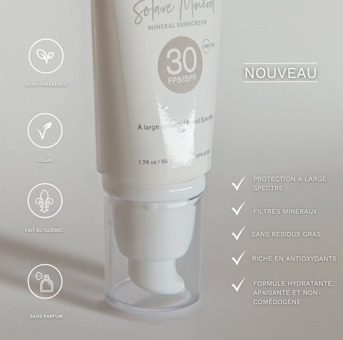 La crème solaire minérale FPS 30 Concept Myriade