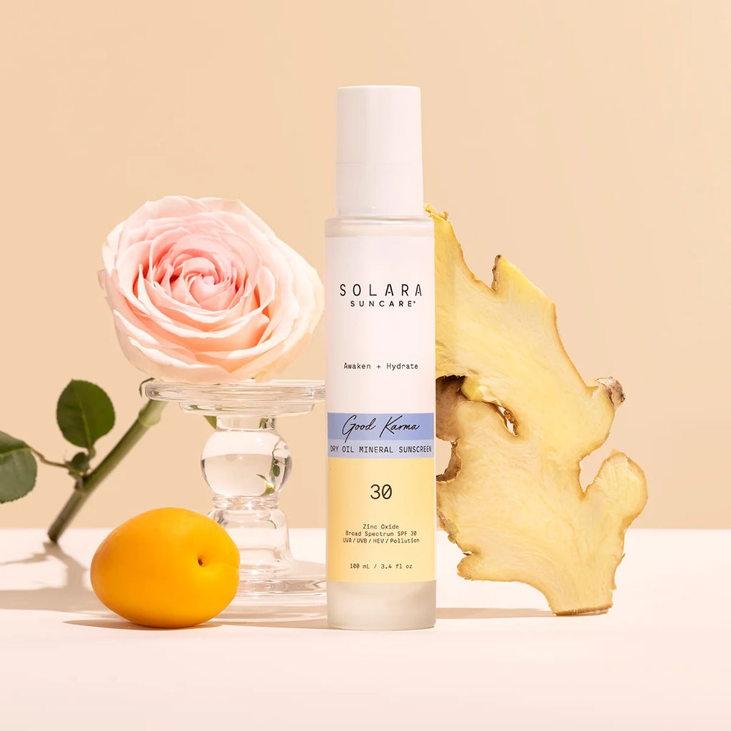 Huile corporelle énergisante Good Karma avec protection solaire, FPS 30